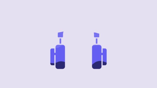 Blauwe Koptelefoon Pictogram Geïsoleerd Paarse Achtergrond Oortelefoons Concept Voor Het — Stockvideo