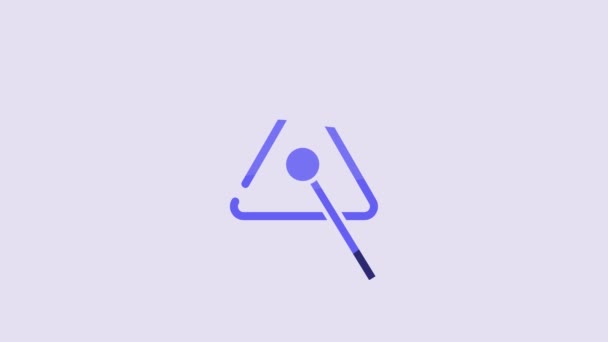 Blue Triangle Musical Instrument Icon Isolated Purple Background Video Motion — Vídeo de Stock