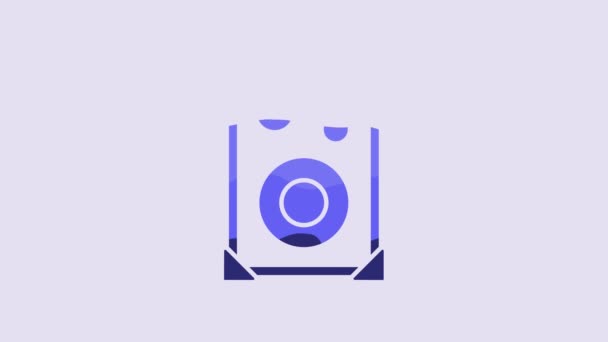 Blue Stereo Speaker Icon Isolated Purple Background Sound System Speakers — Vídeo de stock