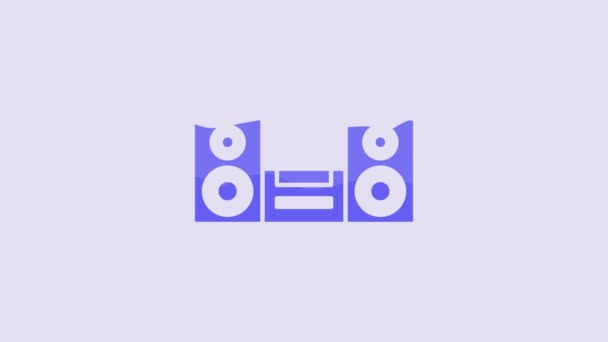 Blue Home Stereo Two Speaker Icon Isolated Purple Background Music — Vídeo de Stock