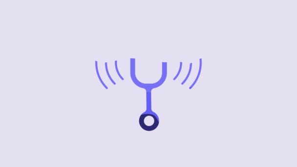 Blue Musical Tuning Fork Tuning Musical Instruments Icon Isolated Purple — Stok video