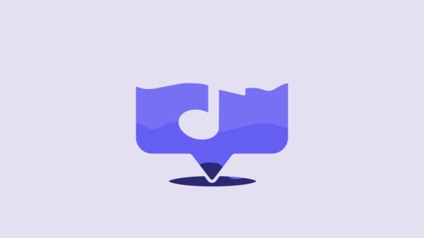 Голубая Музыкальная Нота Речи Иконка Пузыря Выделена Фиолетовом Фоне Музыка — стоковое видео