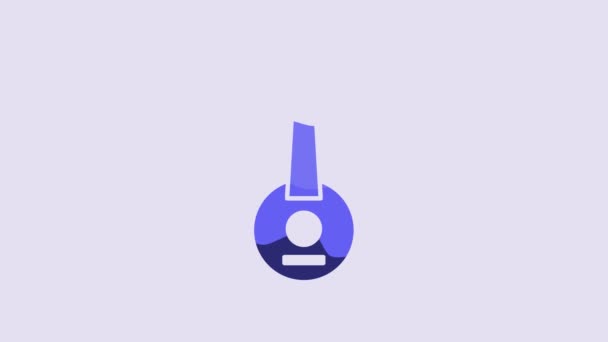 Icône Banjo Bleu Isolé Sur Fond Violet Instrument Musique Animation — Video
