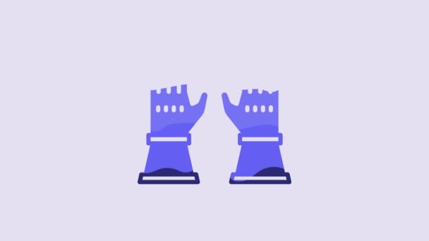 Blue Firefighter Gloves Icon Isolated Purple Background Protect Gloves Icon — Vídeo de Stock