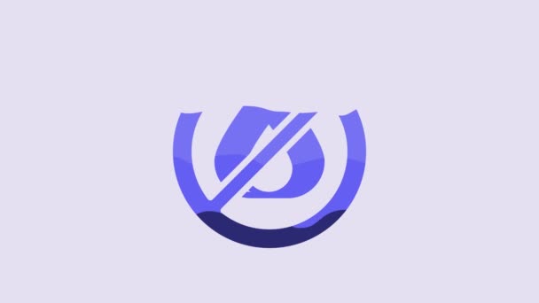 Blue Fire Icon Isolated Purple Background Fire Prohibition Forbidden Video — 图库视频影像
