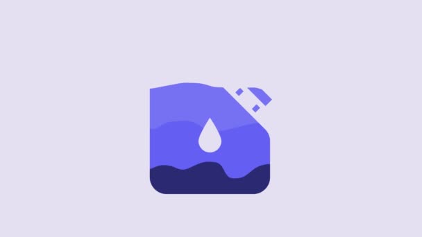 Bote Azul Para Líquidos Inflamables Icono Aislado Sobre Fondo Púrpura — Vídeos de Stock
