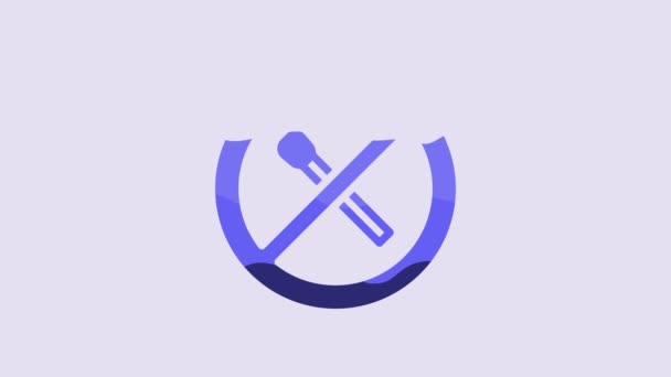 Blue Fire Match Icon Isolated Purple Background Open Flame Burning — 图库视频影像