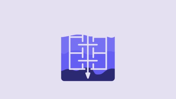 Blue Evacuation Plan Icon Isolated Purple Background Fire Escape Plan — Stockvideo