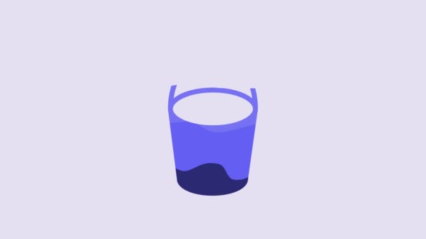 Blue Fire Bucket Icon Isolated Purple Background Metal Bucket Empty — Vídeo de Stock