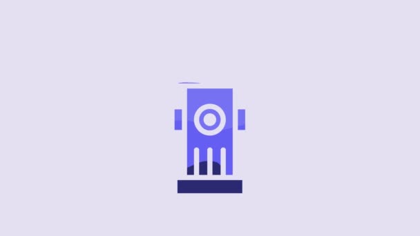 Blue Fire Hydrant Icon Isolated Purple Background Video Motion Graphic — Stock video