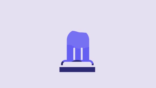 Синий Звонок Тревоги Значок Изолирован Фиолетовом Фоне Система Пожарной Сигнализации — стоковое видео