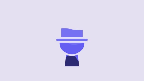 Blue Toilet Bowl Icon Isolated Purple Background Video Motion Graphic — 图库视频影像