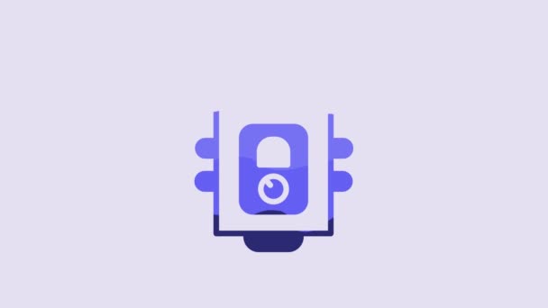 Blue Gas Boiler Burning Fire Icon Isolated Purple Background Video — Stock videók