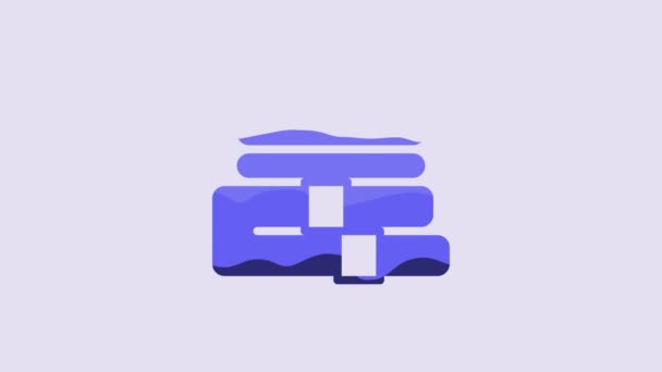 Blue Towel Stack Icon Isolated Purple Background Video Motion Graphic — Vídeos de Stock