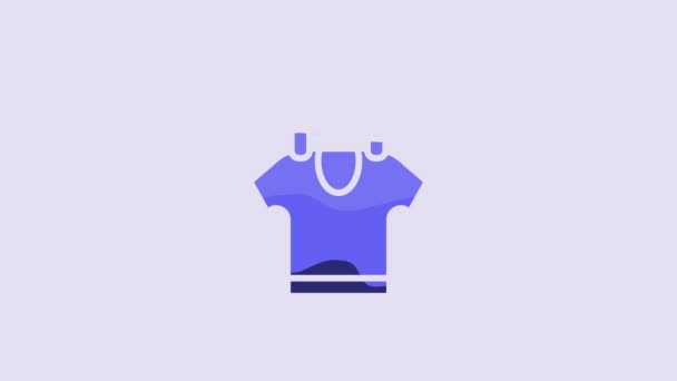 Синий Значок Сушки Одежды Изолирован Фиолетовом Фоне Чистая Рубашка Стирать — стоковое видео