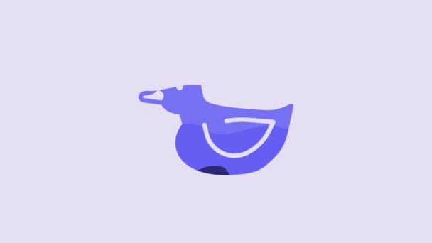蓝色橡胶鸭图标隔离在紫色背景 4K视频运动图形动画 — 图库视频影像