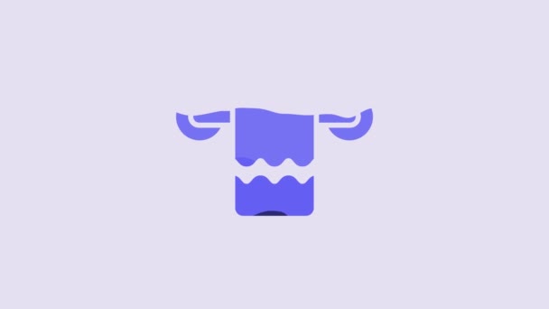 Toalla Azul Sobre Una Percha Icono Aislado Sobre Fondo Púrpura — Vídeos de Stock