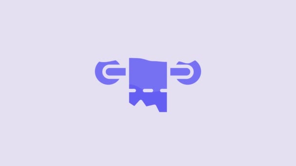 Blue Toilet Paper Roll Icon Isolated Purple Background Video Motion — 图库视频影像