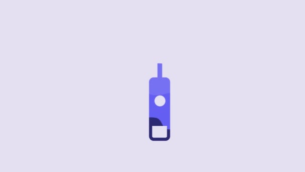 Ікона Синьої Електричної Зубної Щітки Ізольована Фіолетовому Фоні Відеографічна Анімація — стокове відео