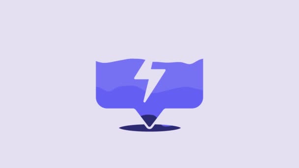 Blue Lightning Bolt Icon Isolated Purple Background Flash Icon Charge — Vídeos de Stock