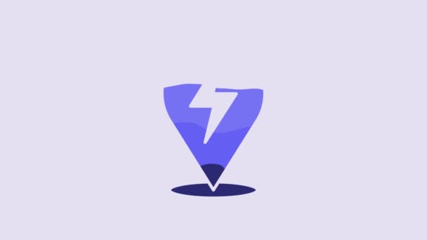 Blue Lightning Болт Значок Изолирован Фиолетовом Фоне Значок Вспышки Зарядить — стоковое видео