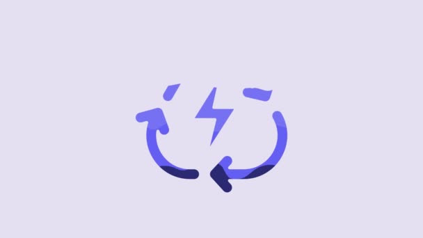 Μπλε Μπαταρία Εικονίδιο Ανακύκλωσης Γραμμή Σύμβολο Απομονώνονται Μωβ Φόντο Μπαταρία — Αρχείο Βίντεο