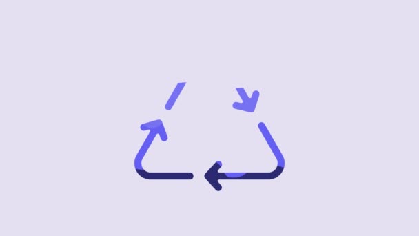 Blue Recycle Symbol Icon Isolated Purple Background Circular Arrow Icon — Stockvideo