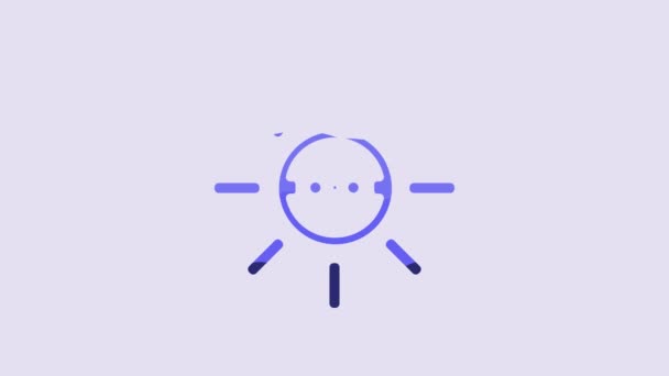 Blue Solar Energy Panel Icon Isolated Purple Background Sun Lightning — Wideo stockowe