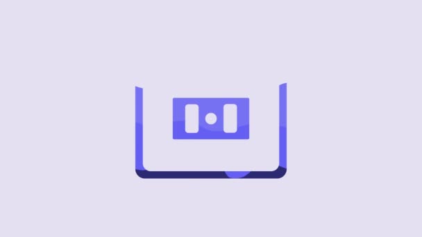 Blauw Stopcontact Pictogram Geïsoleerd Paarse Achtergrond Stroomaansluiting Rosette Symbool Video — Stockvideo