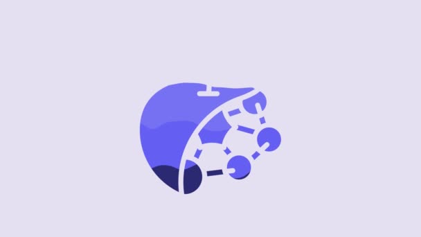 Blue Biological Structure Icon Isolated Purple Background Genetically Modified Organism — 图库视频影像