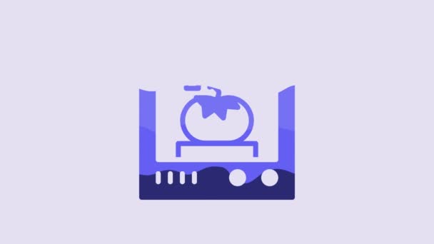 Blue Printing Technology Icon Isolated Purple Background Video Motion Graphic — Wideo stockowe