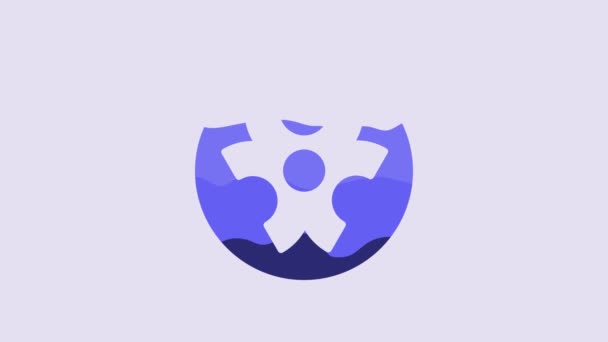 Blue Biohazard Symbol Icon Isolated Purple Background Video Motion Graphic — Stok video
