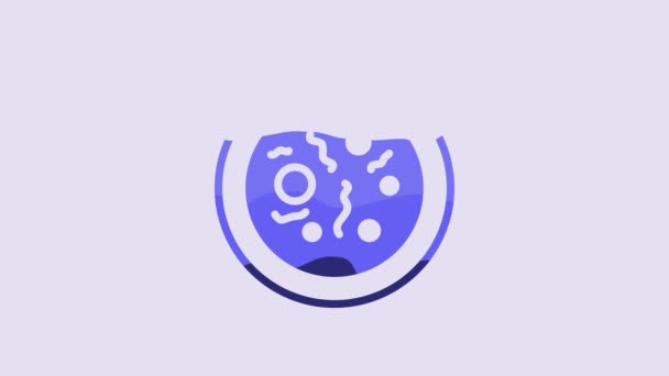 Boîte Petri Bleue Avec Icône Bactérienne Isolée Sur Fond Violet — Video