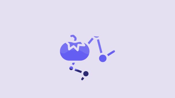 Синий Генетически Модифицированная Пищевая Иконка Выделена Фиолетовом Фоне Гмо Фрукты — стоковое видео