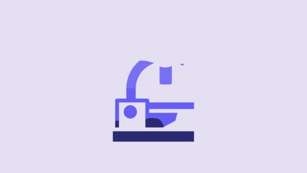 Blue Microscope Icon Isolated Purple Background Chemistry Pharmaceutical Instrument Microbiology — Stock video