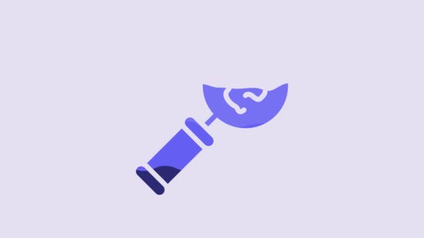 Blue Microorganisms Magnifier Icon Isolated Purple Background Bacteria Germs Cell — Wideo stockowe