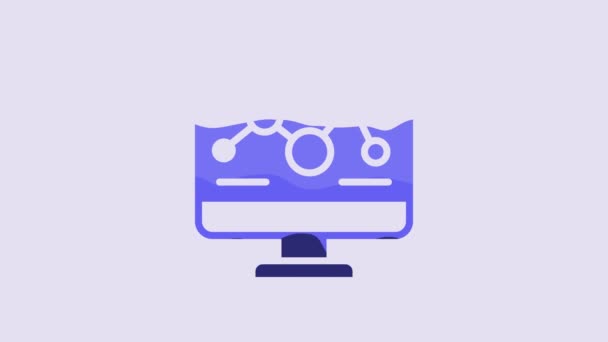 Синя Генетична Інженерна Модифікація Значку Ноутбука Ізольована Фіолетовому Фоні Аналіз — стокове відео