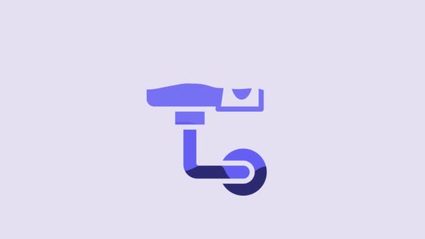Blue Security Camera Icon Isolated Purple Background Video Motion Graphic — Stock videók
