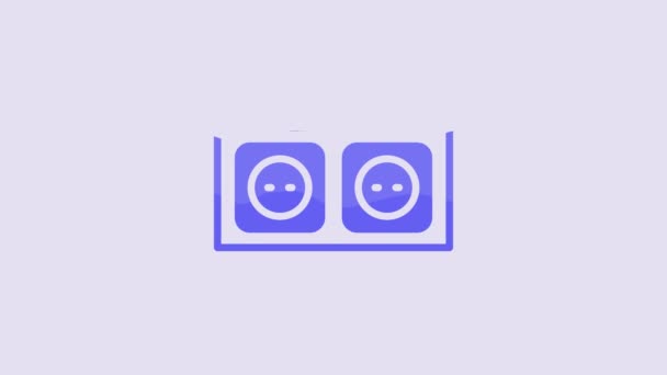 Blue Electrical Outlet Icon Isolated Purple Background Power Socket Rosette — 图库视频影像