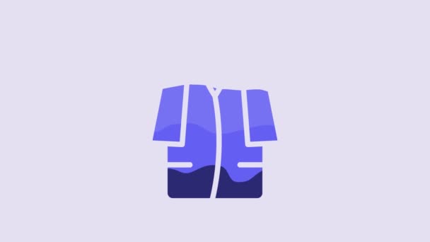 Blue Bathrobe Icon Isolated Purple Background Video Motion Graphic Animation — Vídeos de Stock