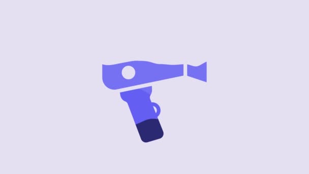 Blue Hair Dryer Icon Isolated Purple Background Hairdryer Sign Hair — Vídeos de Stock