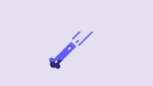 Blue Knife Icon Isolated Purple Background Cutlery Symbol Video Motion — Wideo stockowe