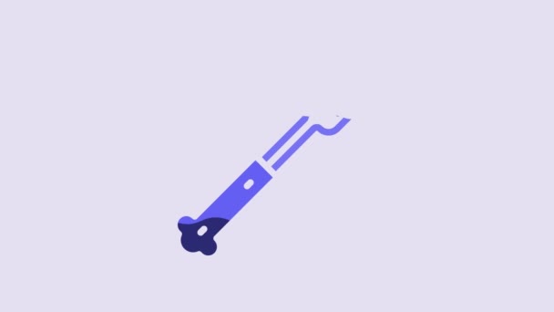 Blue Fork Icon Isolated Purple Background Cutlery Symbol Video Motion — Vídeos de Stock