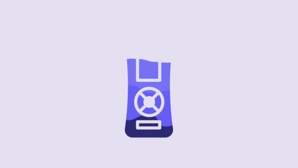 Blue Remote Control Icon Isolated Purple Background Video Motion Graphic — Vídeos de Stock