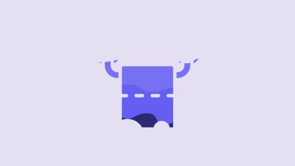 Blue Toilet Paper Roll Icon Isolated Purple Background Video Motion — Vídeos de Stock