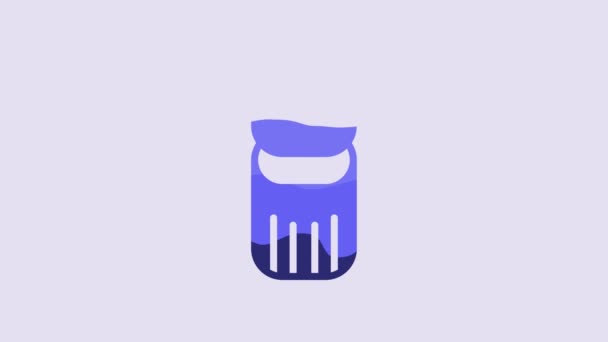Blue Trash Can Icon Isolated Purple Background Garbage Bin Sign — Stock video
