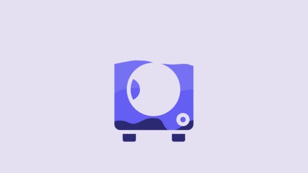 Blue Washer Icon Isolated Purple Background Washing Machine Icon Clothes — Vídeo de stock