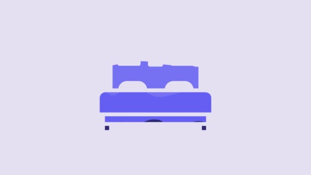 Blue Bedroom Icon Isolated Purple Background Wedding Love Marriage Symbol — Vídeos de Stock