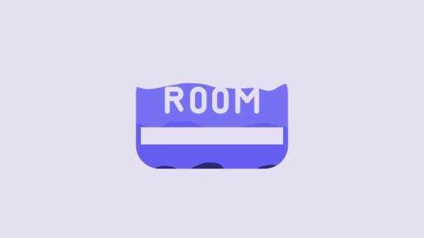 Blue Hotel Key Card Room Icon Isolated Purple Background Access — Vídeo de Stock