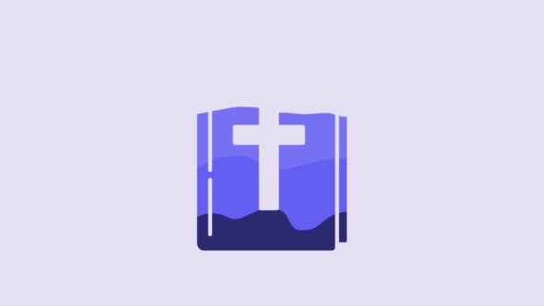 Blue Holy Bible Book Icon Isolated Purple Background Video Motion — Wideo stockowe